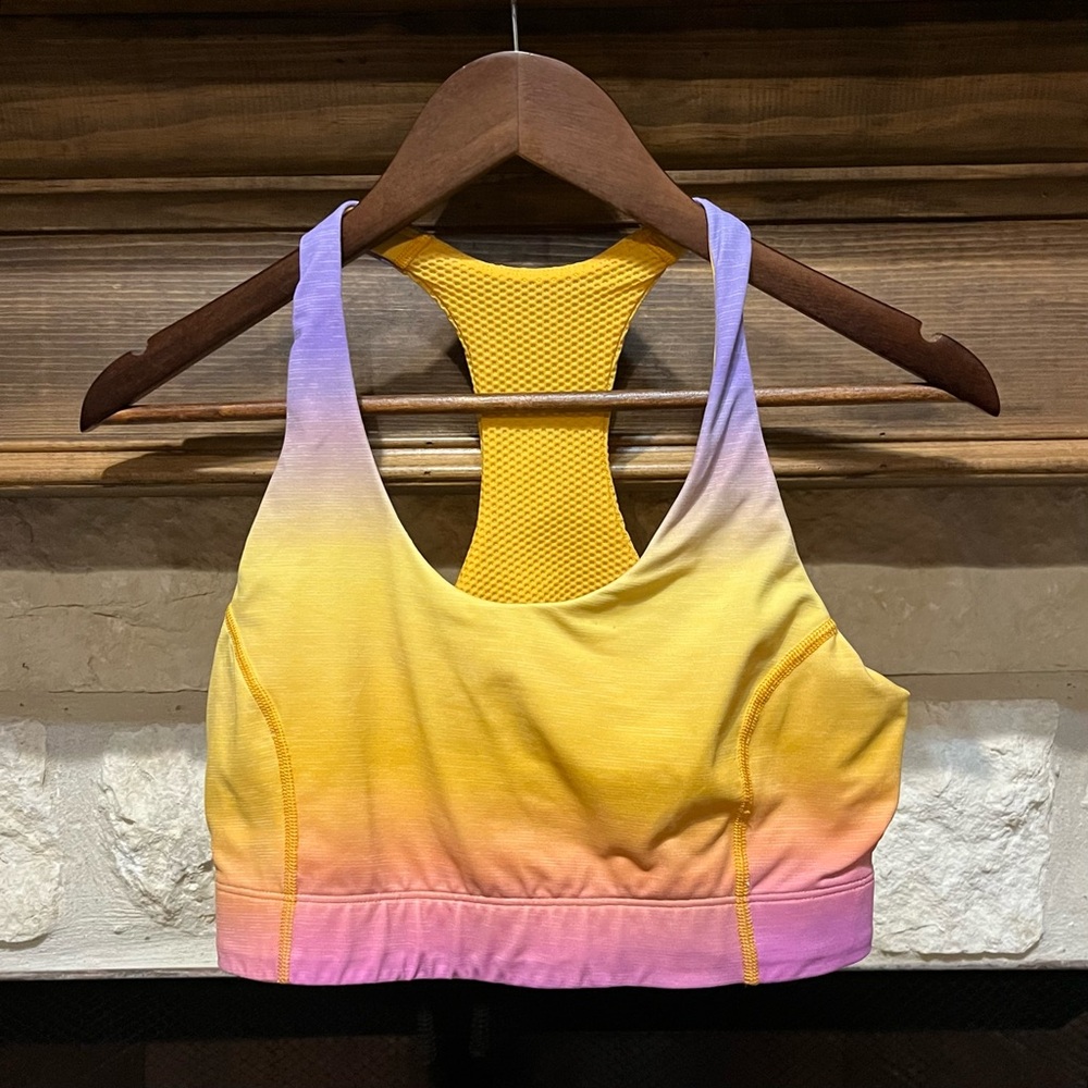 Outdoor Voices Doing Things Racerback Sports Bra Rainbow Ombre Size M